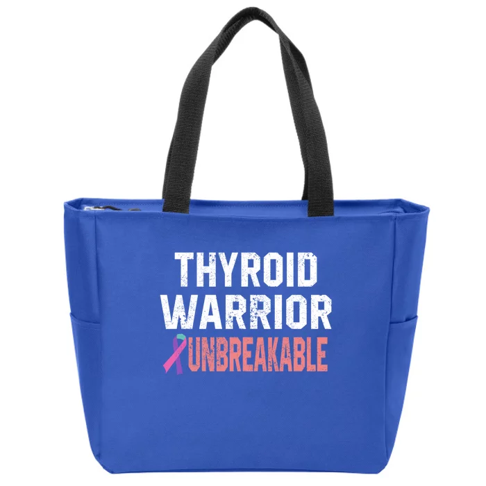 Thyroid Warrior Unbreakable Cancer Support Awareness Gift Cute Gift Zip Tote Bag