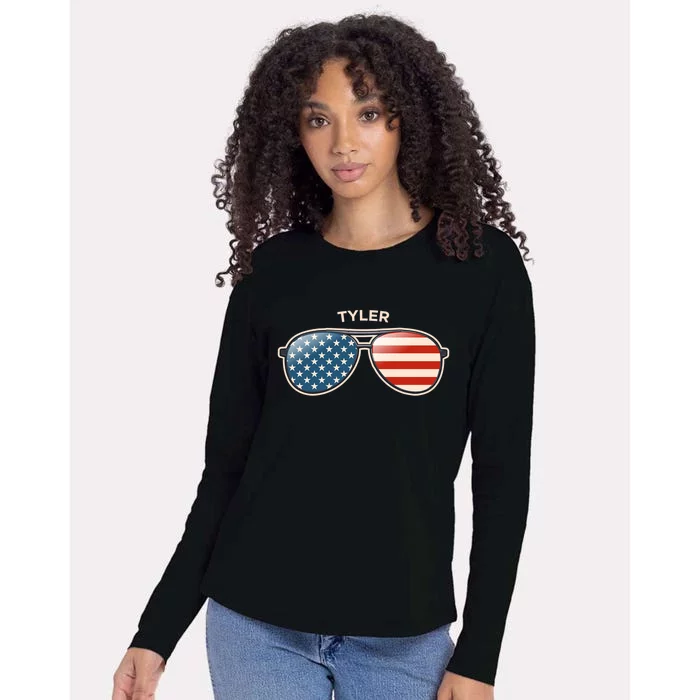 Tyler Wv Vintage Us Flag Sunglasses Gift Womens Cotton Relaxed Long Sleeve T-Shirt