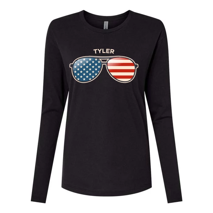 Tyler Wv Vintage Us Flag Sunglasses Gift Womens Cotton Relaxed Long Sleeve T-Shirt