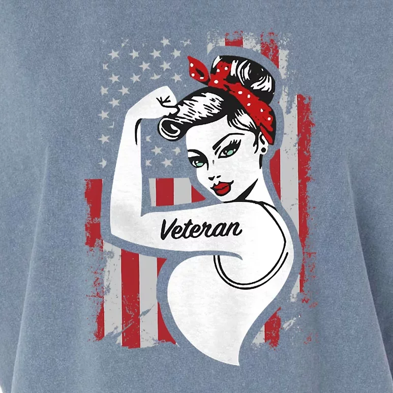 The Woman Veteran Strong Girl Mom Veteran Garment-Dyed Women's Muscle Tee