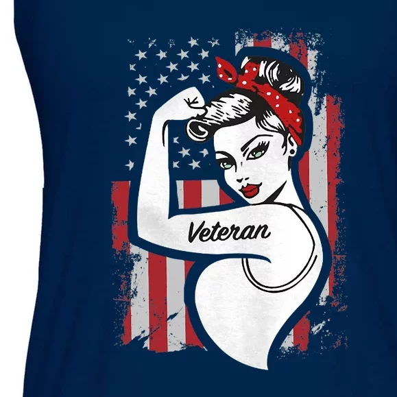 The Woman Veteran Strong Girl Mom Veteran Ladies Essential Flowy Tank