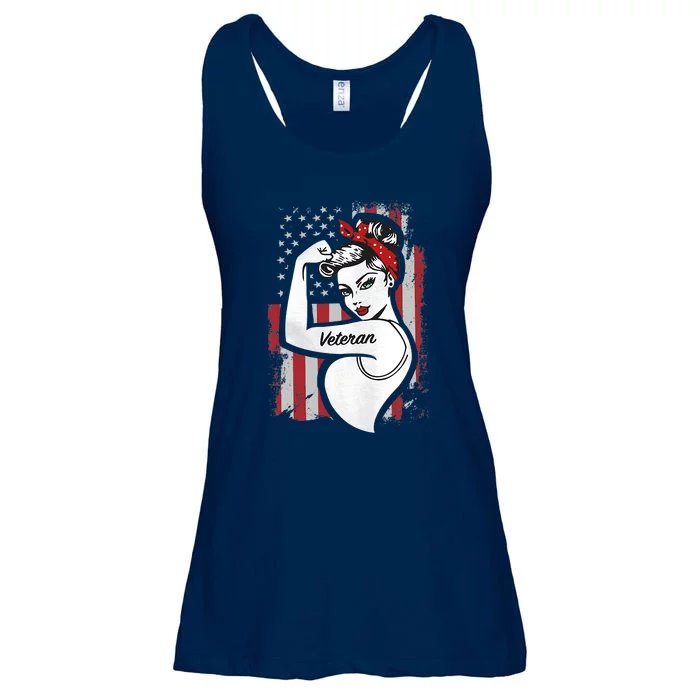 The Woman Veteran Strong Girl Mom Veteran Ladies Essential Flowy Tank