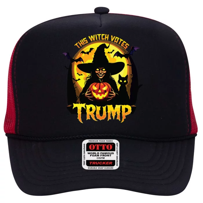 This Witch Votes Trump Halloween Witches Trumpkin Pumpkin High Crown Mesh Trucker Hat