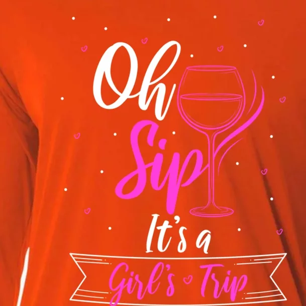 Trip Wine Vacation Weekend Sip Ship Party Fun Funny Gift Cooling Performance Long Sleeve Crew