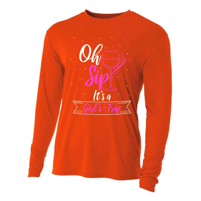 Trip Wine Vacation Weekend Sip Ship Party Fun Funny Gift Cooling Performance Long Sleeve Crew