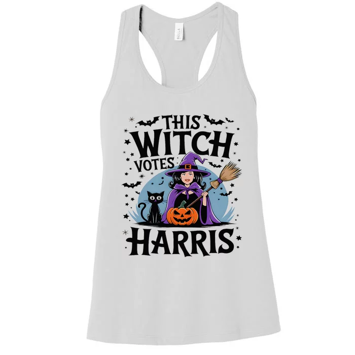 This Witch Votes Harris Funny Halloween Kamala Witchy Witch Women's Racerback Tank