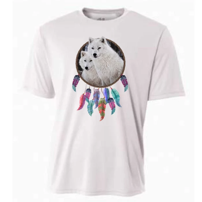 Two White Wolves Dream Catcher Cooling Performance Crew T-Shirt