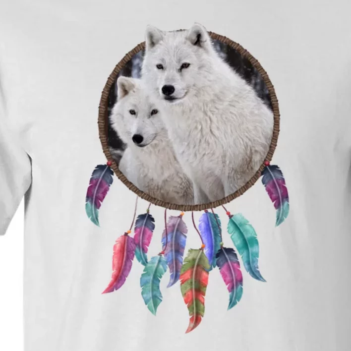 Two White Wolves Dream Catcher Tall T-Shirt