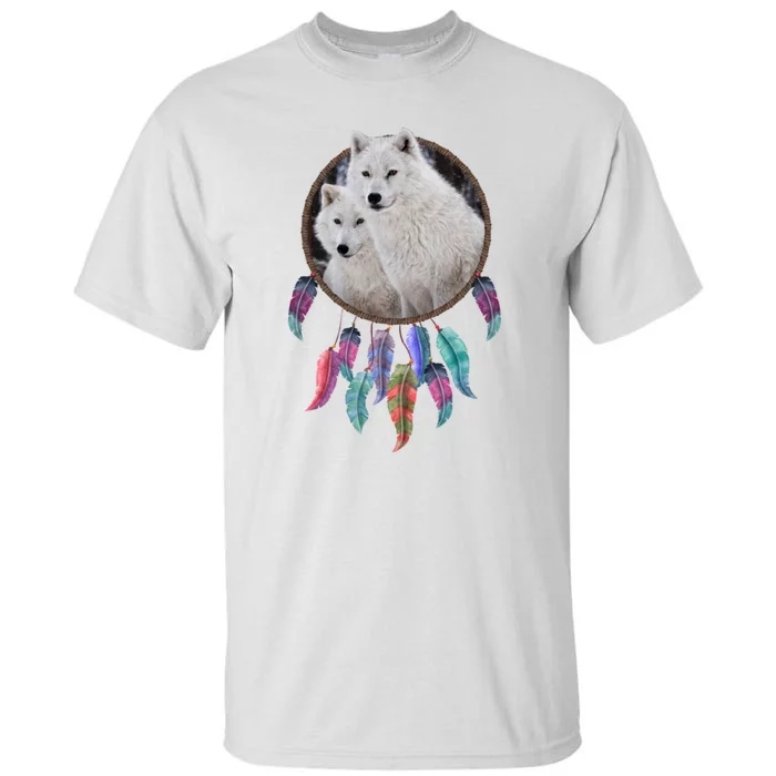 Two White Wolves Dream Catcher Tall T-Shirt