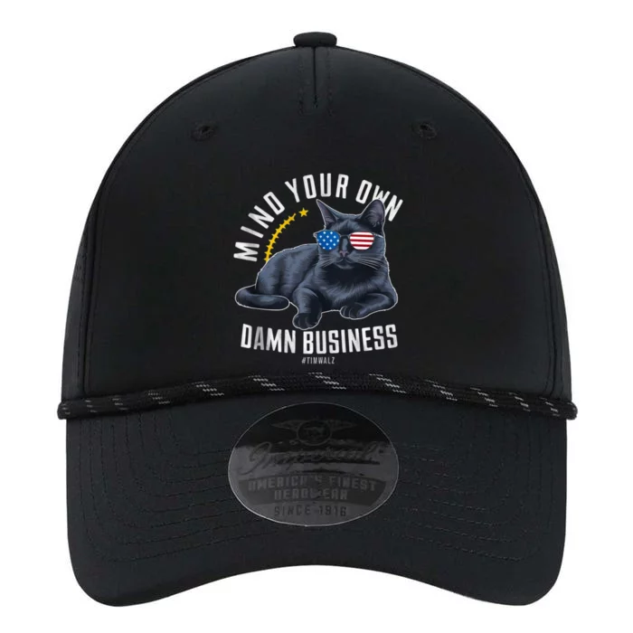 Tim Walz Waltz Mind Your Own Damn Business Funny Cat Design Performance The Dyno Cap