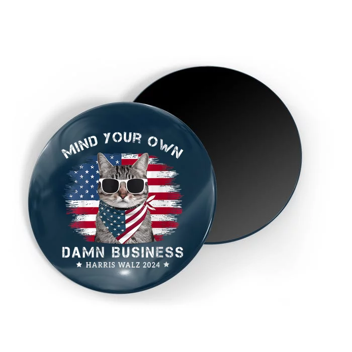 Tim Walz Waltz Mind Your Own Damn Business Funny Cat Design Magnet