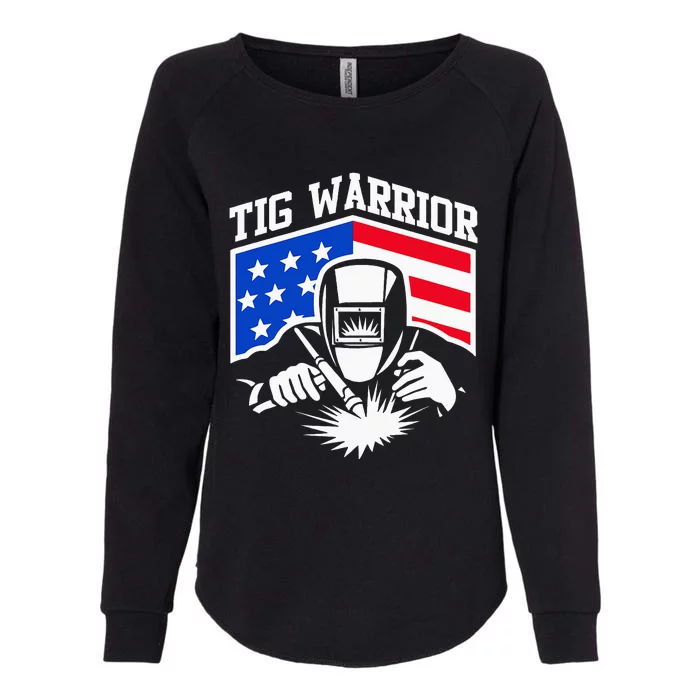 Tig Welding Warrior USA Flag Fabricator Pipefitter Metalwork Womens California Wash Sweatshirt