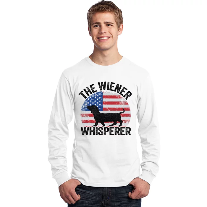 The Wiener Whisperer American Flag Dachshund Dog 4th Of July Long Sleeve Shirt