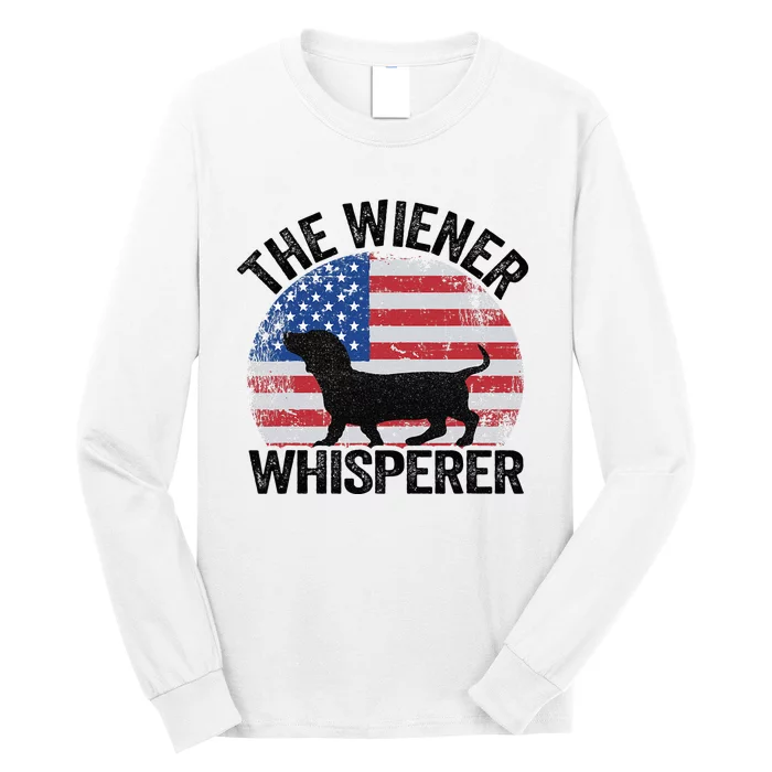 The Wiener Whisperer American Flag Dachshund Dog 4th Of July Long Sleeve Shirt