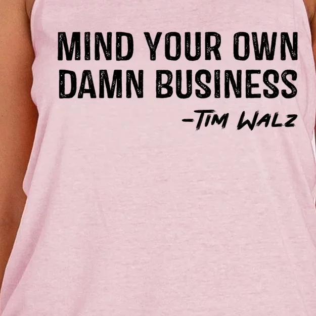 Tim Walz Waltz Mind Your Own Damn Business Women's Knotted Racerback Tank