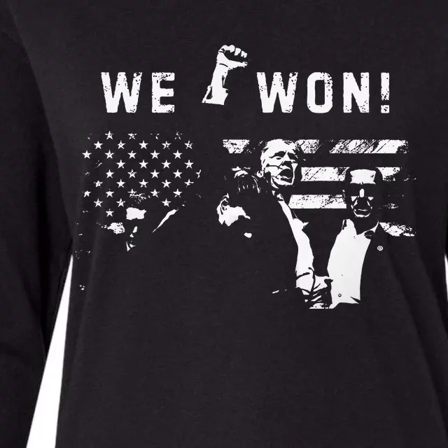 Trump We Won Wins Inauguration 47 Us President 2025 Womens Cotton Relaxed Long Sleeve T-Shirt