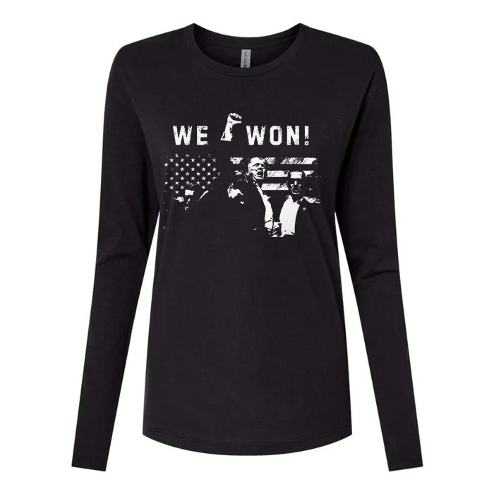 Trump We Won Wins Inauguration 47 Us President 2025 Womens Cotton Relaxed Long Sleeve T-Shirt