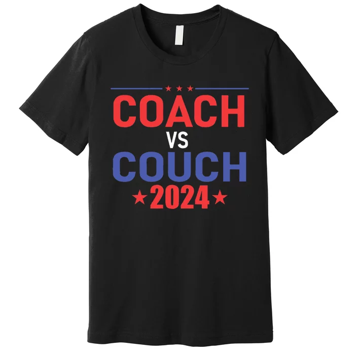 Tim Walz Waltz Vs Jd Vance 2024 Coach Vs Couch Premium T-Shirt