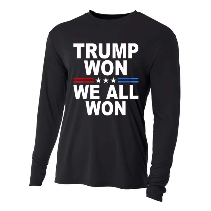 Trump Won We All Won 2024 Usa Flag Gift Cooling Performance Long Sleeve Crew