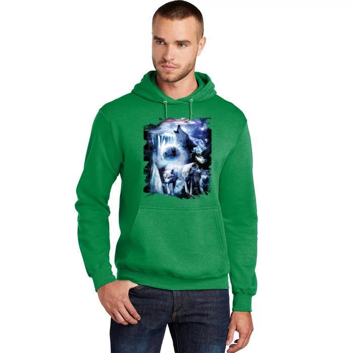 Tropical Wolves Wolf Howling At Moon Hoodie