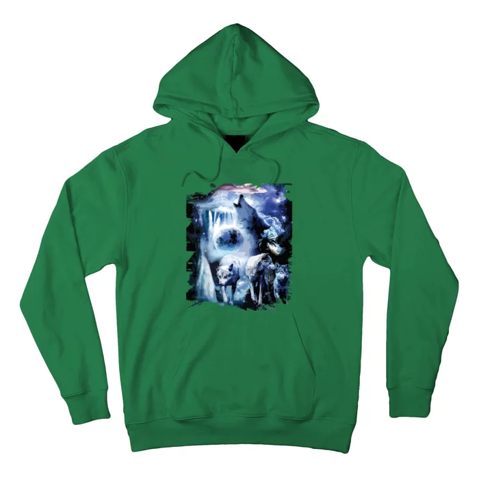 Tropical Wolves Wolf Howling At Moon Hoodie