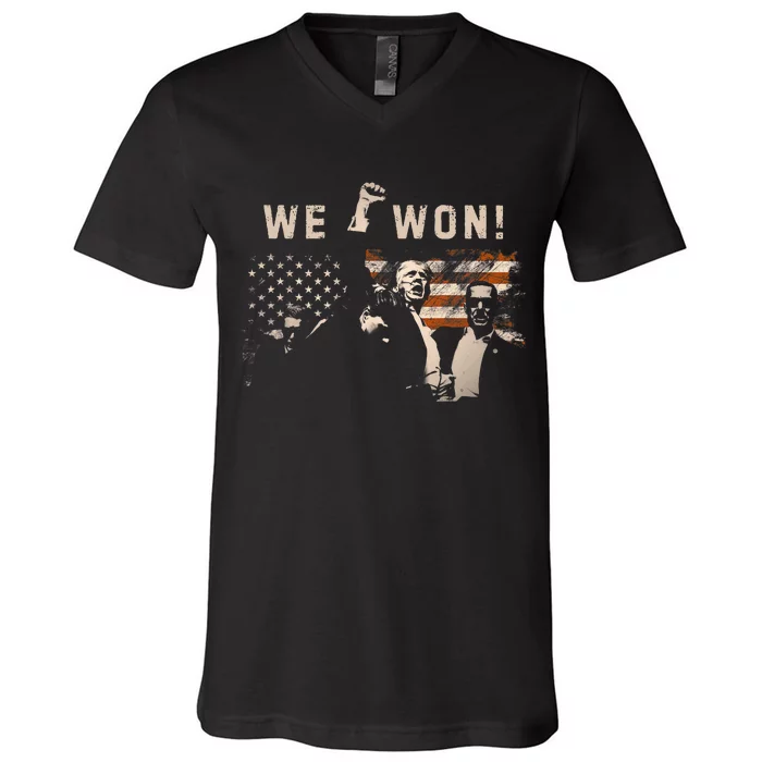 Trump We Won Wins Inauguration 47 Us President 2025 Election V-Neck T-Shirt