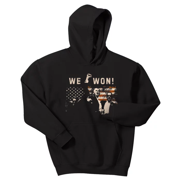 Trump We Won Wins Inauguration 47 Us President 2025 Election Kids Hoodie