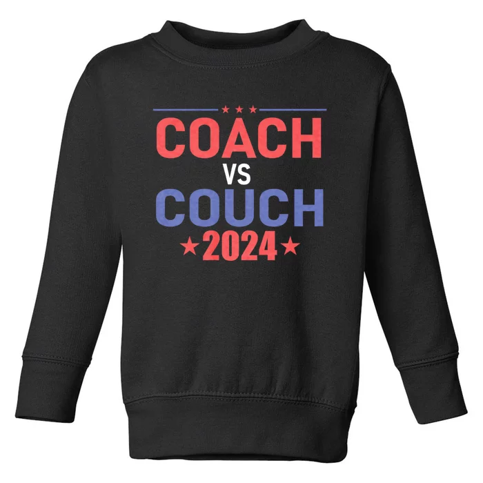 Tim Walz Waltz Vs Jd Vance 2024 Coach Vs Couch Toddler Sweatshirt