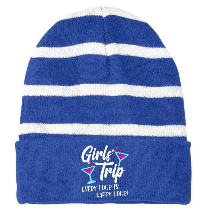 Trip Weekend Women's Vacation Striped Beanie with Solid Band