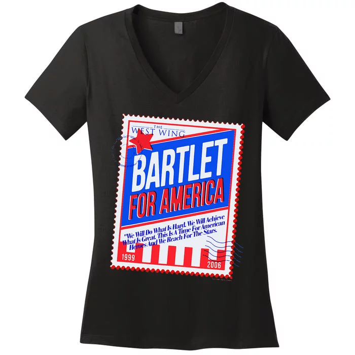 The West Wing Bartlet For America Stamp Poster Women's V-Neck T-Shirt