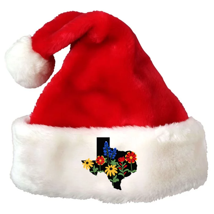 Texas Wildflowers With Bluebonnets Premium Christmas Santa Hat