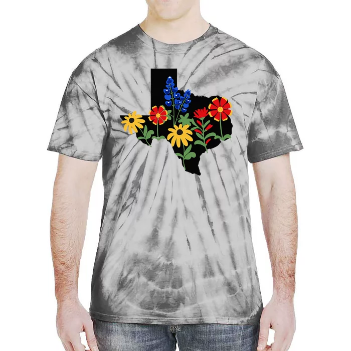 Texas Wildflowers With Bluebonnets Tie-Dye T-Shirt