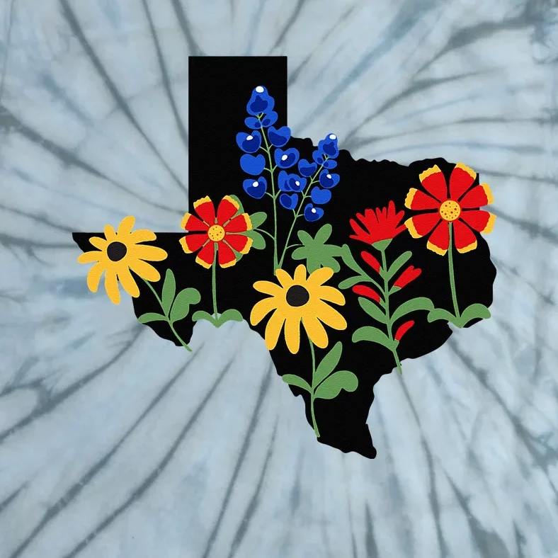 Texas Wildflowers With Bluebonnets Tie-Dye T-Shirt