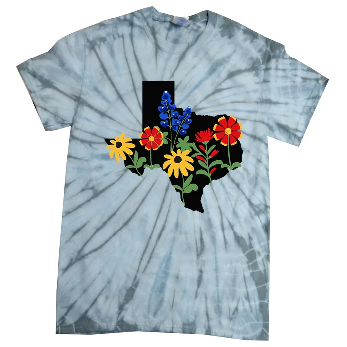 Texas Wildflowers With Bluebonnets Tie-Dye T-Shirt