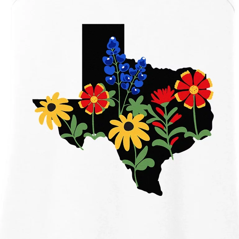 Texas Wildflowers With Bluebonnets Ladies Essential Tank