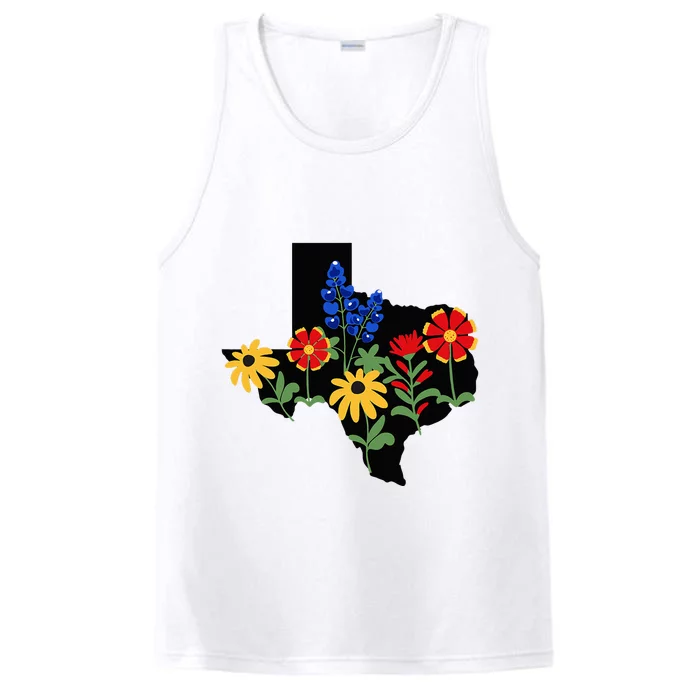 Texas Wildflowers With Bluebonnets Performance Tank