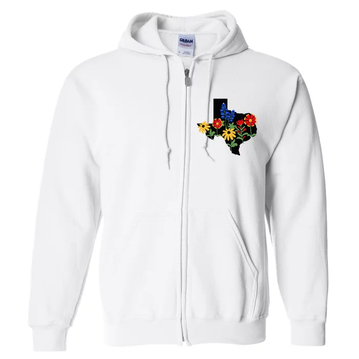 Texas Wildflowers With Bluebonnets Full Zip Hoodie