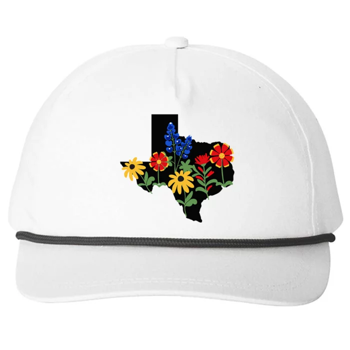 Texas Wildflowers With Bluebonnets Snapback Five-Panel Rope Hat