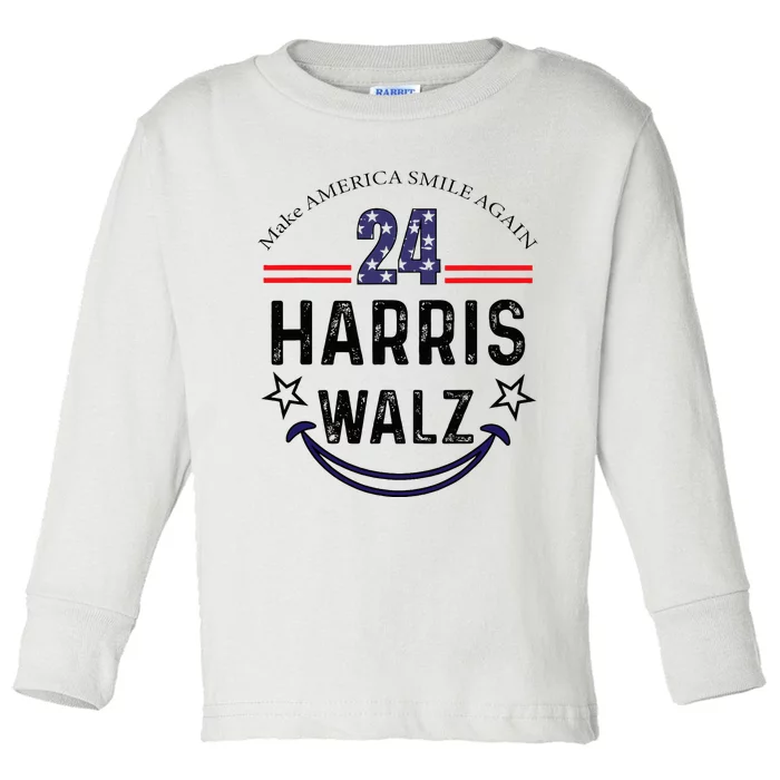 Tim Walz Waltz Kamala Harris President 2024 Toddler Long Sleeve Shirt