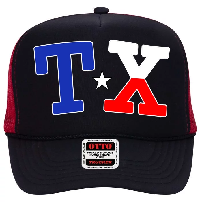 TX Logo Texas State High Crown Mesh Trucker Hat