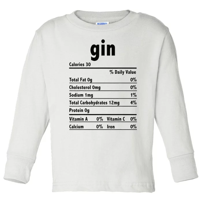 Thanksgiving Xmas Costume Nutrition Facts Gin Toddler Long Sleeve Shirt