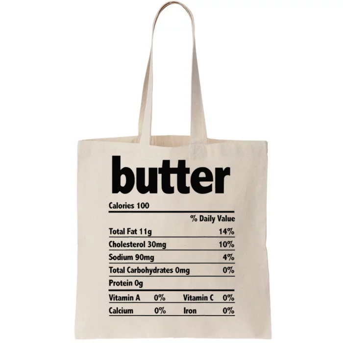 Thanksgiving Xmas Costume Nutrition Facts Butter Tote Bag