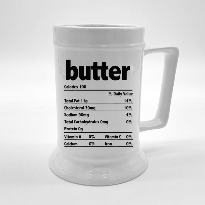 Thanksgiving Xmas Costume Nutrition Facts Butter Front & Back Beer Stein