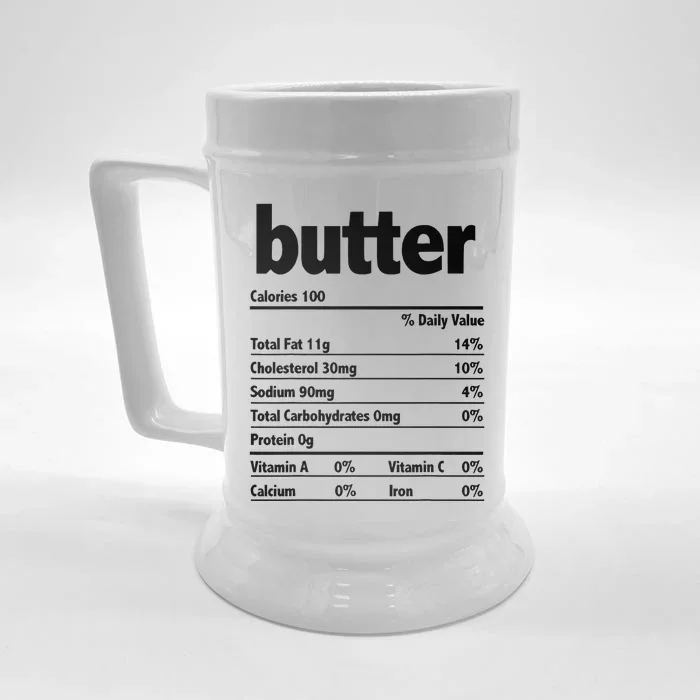 Thanksgiving Xmas Costume Nutrition Facts Butter Front & Back Beer Stein