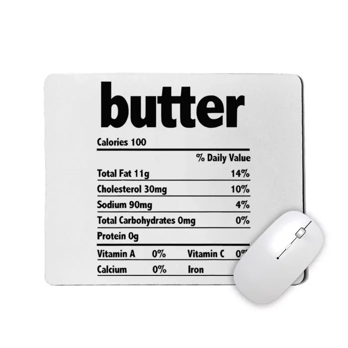 Thanksgiving Xmas Costume Nutrition Facts Butter Mousepad