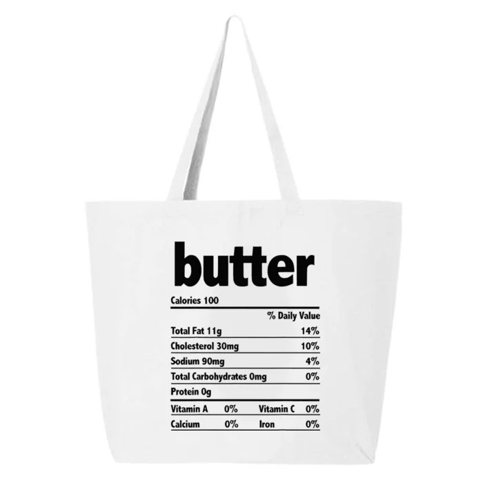 Thanksgiving Xmas Costume Nutrition Facts Butter 25L Jumbo Tote