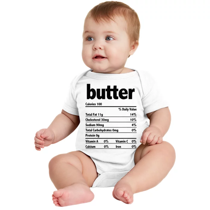 Thanksgiving Xmas Costume Nutrition Facts Butter Baby Bodysuit