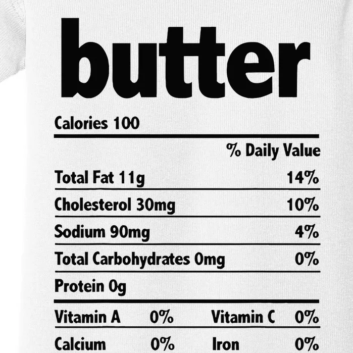 Thanksgiving Xmas Costume Nutrition Facts Butter Baby Bodysuit