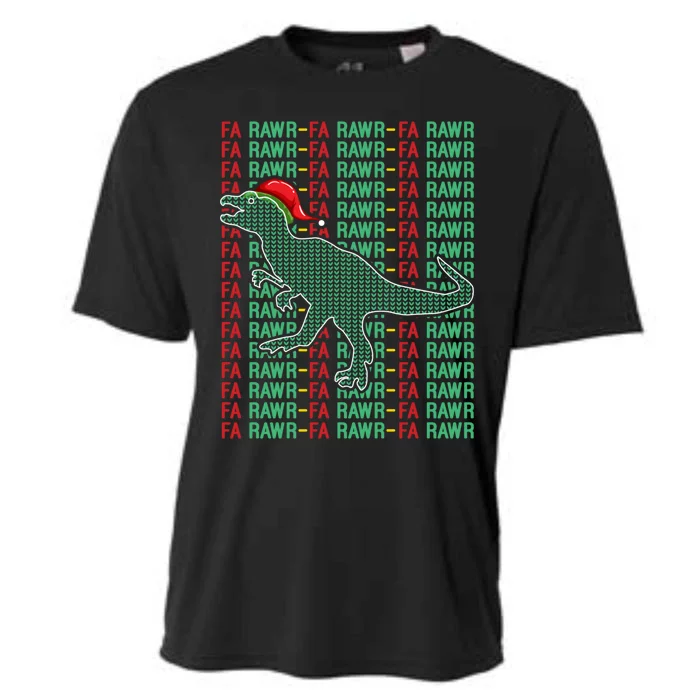 Trex Xmas Gift Fa Ra Rawr Dinosaur Ugly Christmas Sweater Gift Cooling Performance Crew T-Shirt