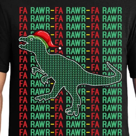 Trex Xmas Gift Fa Ra Rawr Dinosaur Ugly Christmas Sweater Gift Pajama Set